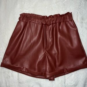 High waisted feaux leather shorts